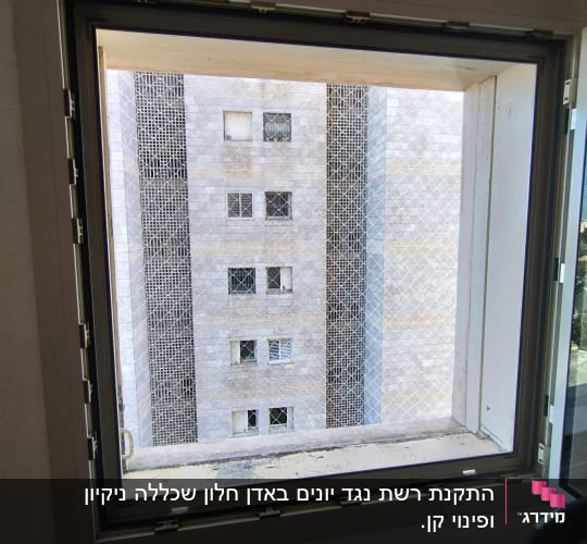 רשת מונעת כניסת יונים על חלון פתוח